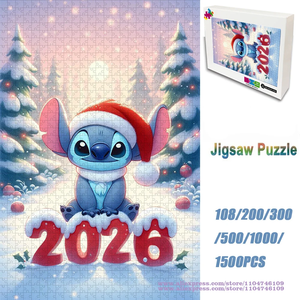

Disney Anime Lilo & Stitch Puzzle Jigsaw 108/200/300/500/1000/1500Pcs Intelligence Puzzles for Kids Christmas Gift with Box