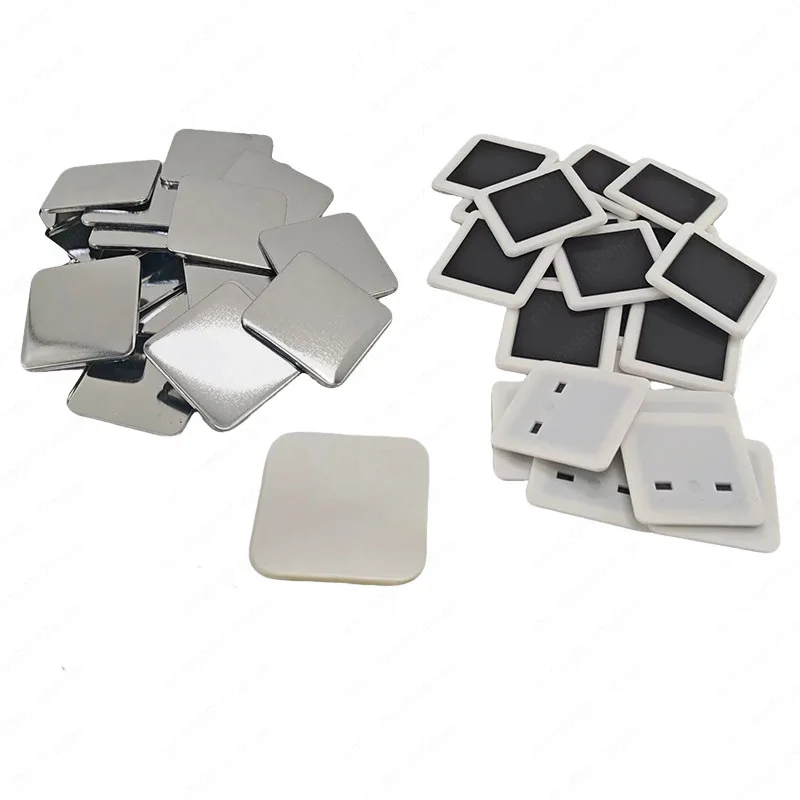 100PCS DIY Badge Homemade Badge Material Square Badge Consumables Magnetic Refrigerator Sticker Factory Wholesale