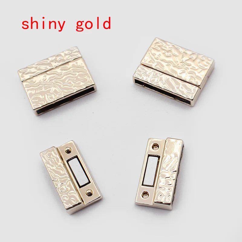 2 Sets Zinc Alloy Flat Magnetic Clasps Gold Plated 25x3mm Hole Glue-in Closure Clasp For DIY Bracelet Jewelry Making Accessories