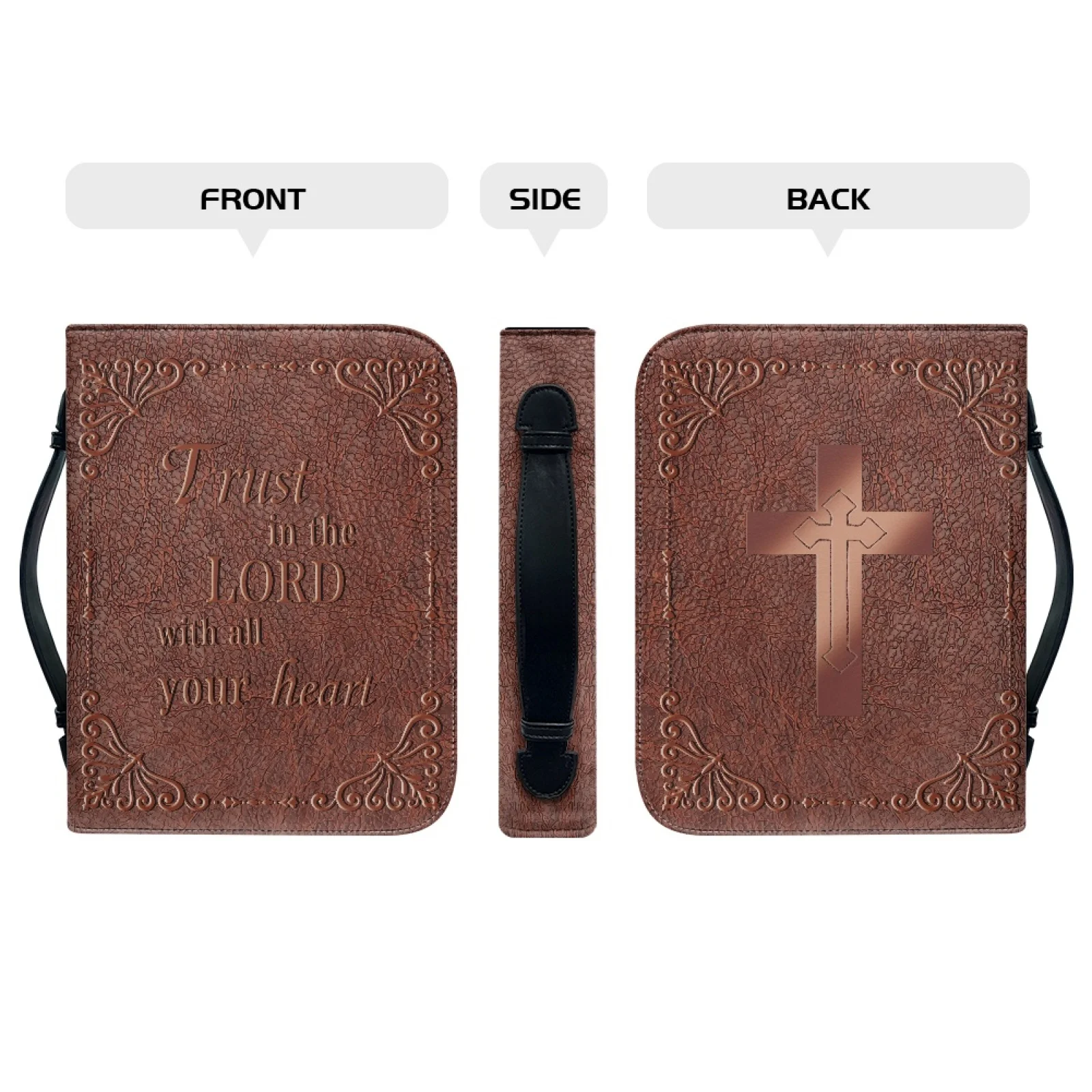 Trust In The Lord Print Leather Bible Verse Custom Pretty Ladies Bible Cover High Quality Handle Bible Bags Jesus Pattern Bag