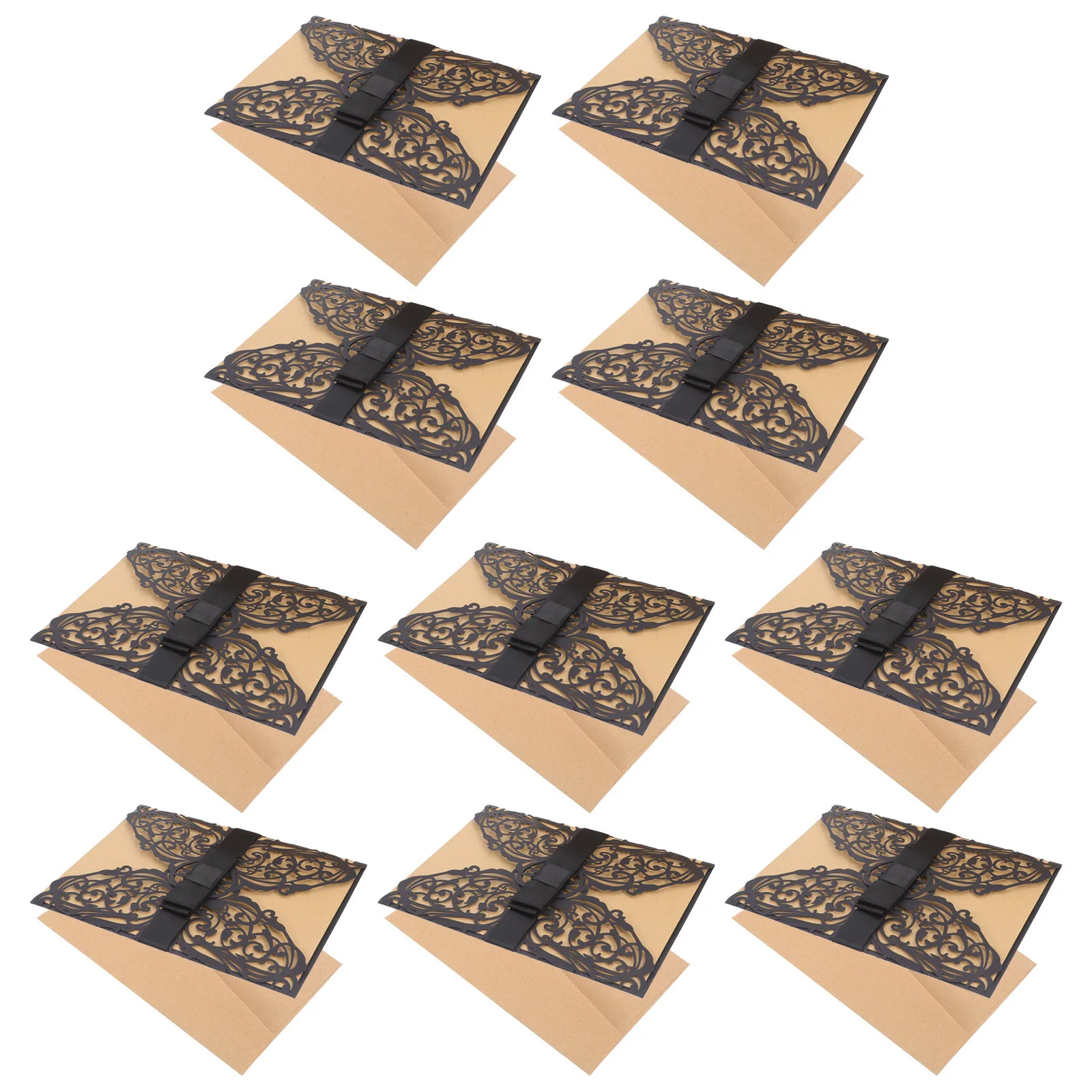 

10Pcs Exquisite Hollow-Out Invitation Cards Floral Cut Paper Elegant Wedding Bridal Shower Baby Shower Graduation Business