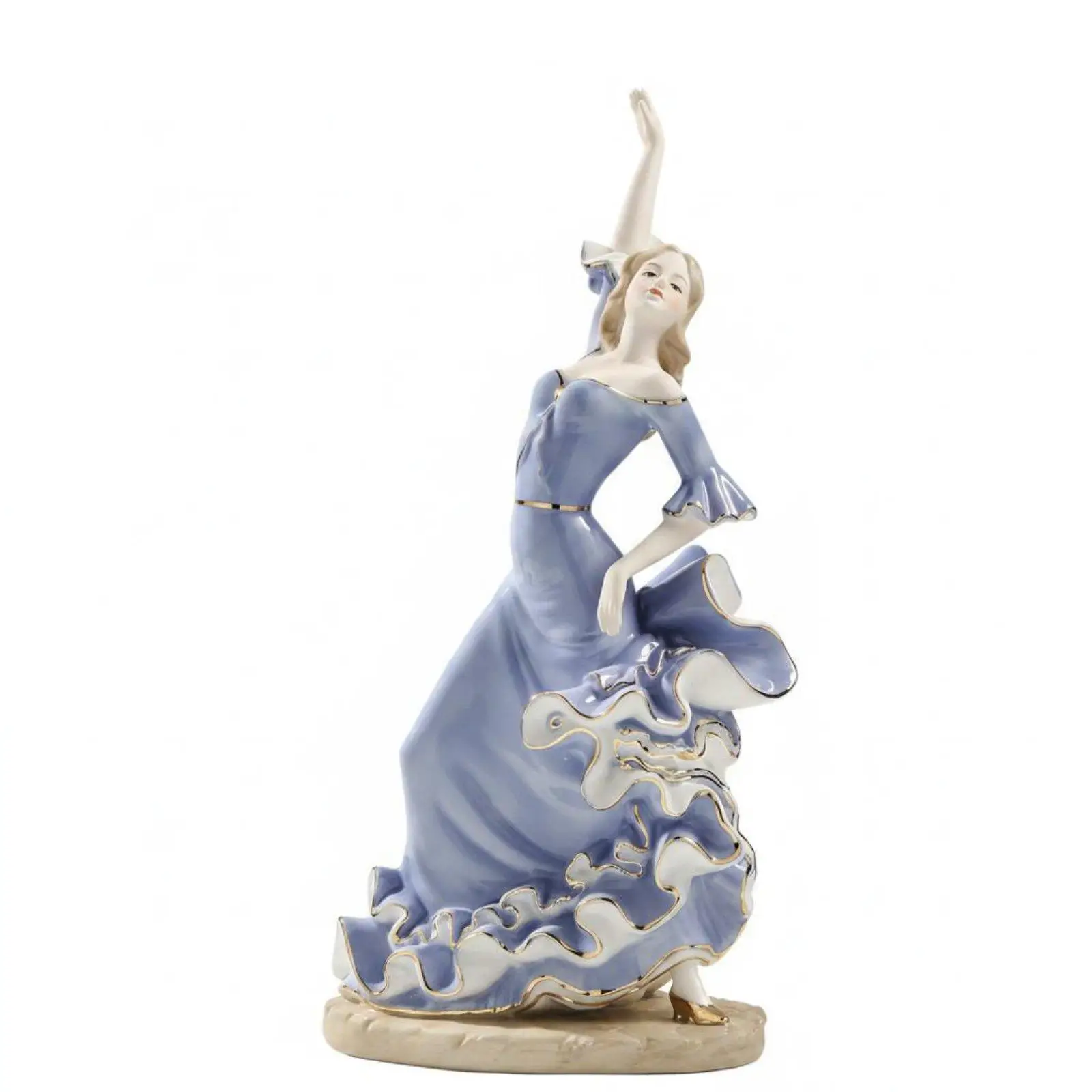 Graceful Ceramic Figurine Lady in Dress White Porcelain Statue for Home Cabinet Shelf Decorative Art