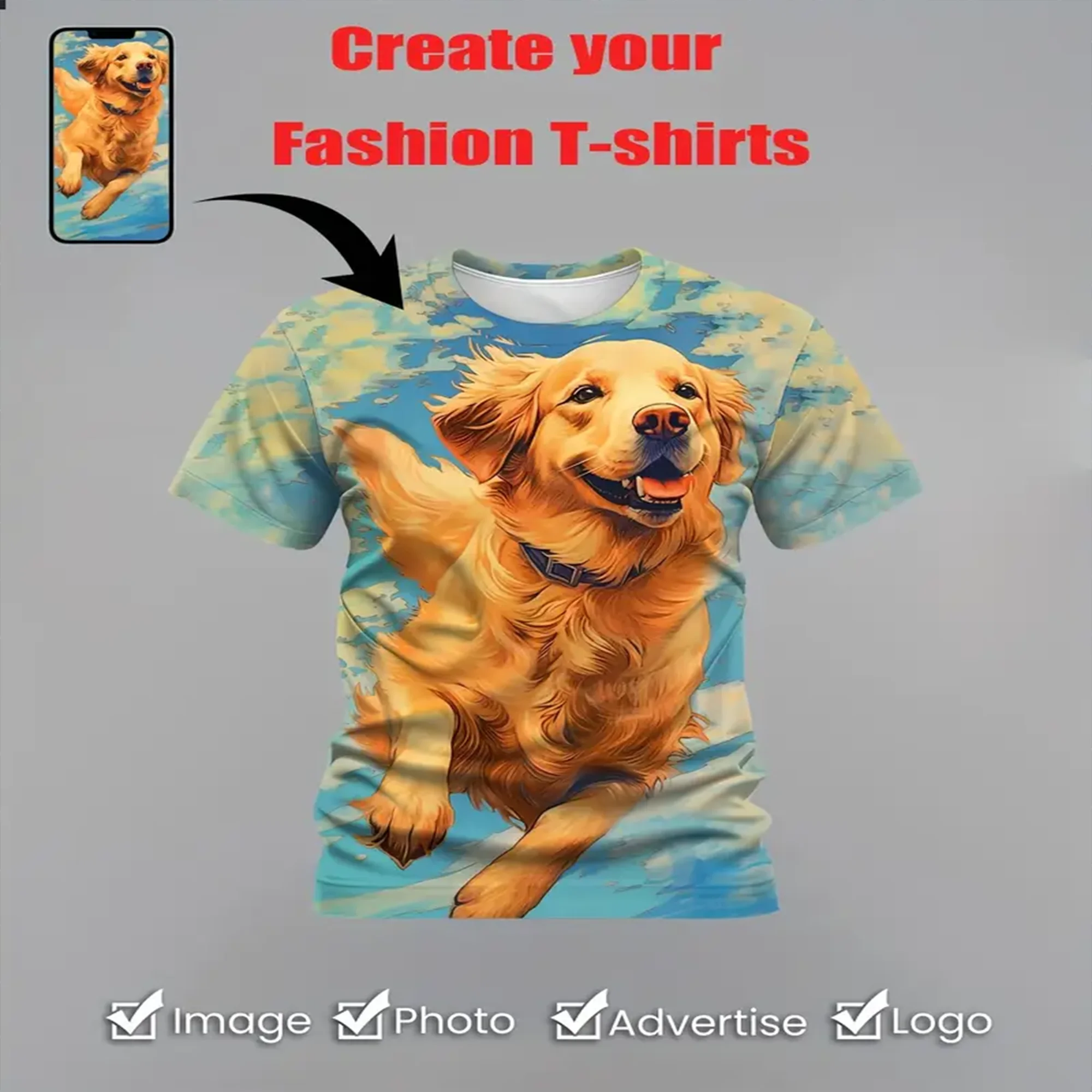Summer T-Shirt Men Vintage Print 3D Custom Your Photo T Shirt Short Sleeve Tee Tops Oversized Shirt Loose Male Clothing