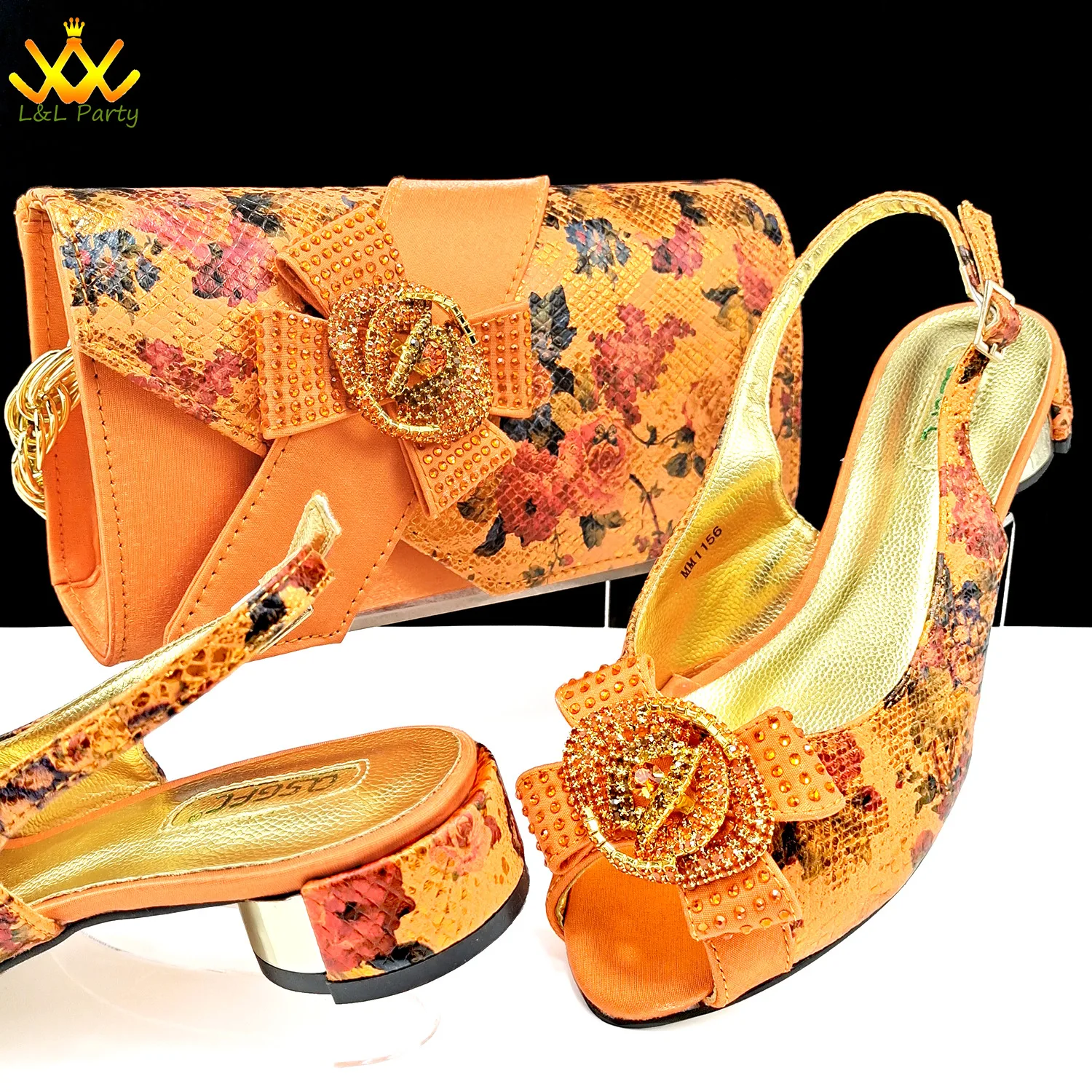 

2024 роскошные удобные женские сандалии в итальянском стиле на низком каблуке оранжевого цвета для свадебной вечеринки
