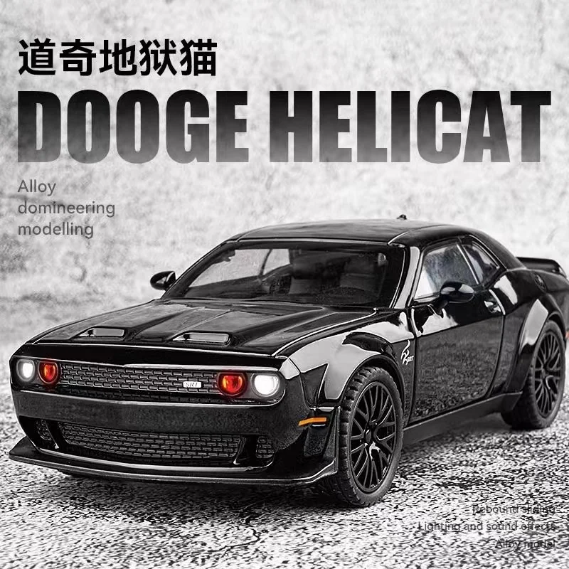 1:32 Dodge Challenger Hellcat Redeye odlew stopu obsadził Muscle Car Model dźwięk i światło zabawki dla dzieci kolekcjonerskie prezent urodzinowy