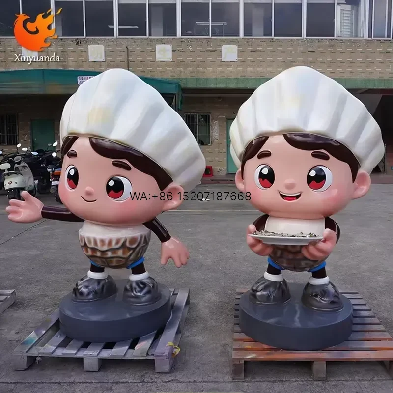 Wmwmnu for Cartoon Chef Fiberglass Sculpture Seafood Restaurant Welcome Ornament Food Theme F B Check in Decor