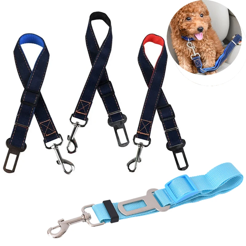 Adjustable Pet Cat and Dog Car Seat Belt Seat Vehicle Dog Harness Traction Clip Safety Bar Traction Dog Car Safety Rope