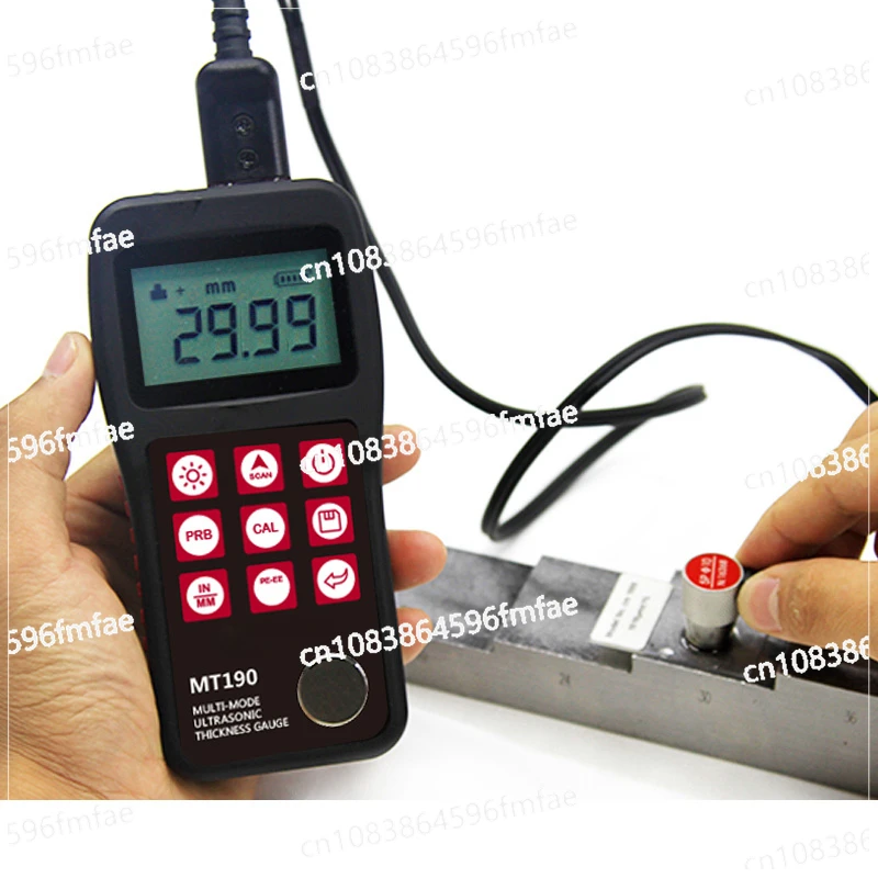 

Portable MT190 Ultrasonic Thickness Gauge 0.65-600mm (P-E),3-60mm(E-E) Range Metals Plastic Ceramics Glass Thickness Gauge Meter