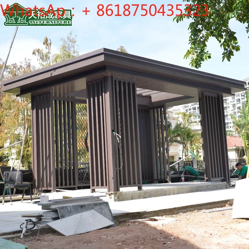 New Chinese aluminum alloy pavilion villa courtyard garden leisure flat top pavilion roof outdoor four corner pavilion