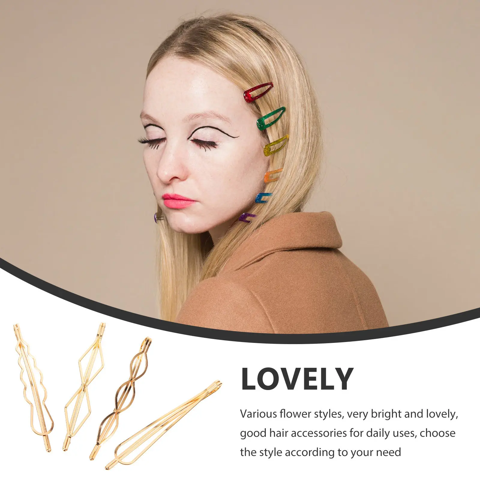1Pack Five-Style Flower Hair Clips Alloy Metal Barrettes for Women Girls Side Bangs Clips Party Wedding Banquet Elegant Fashion