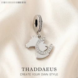 New Horse With Horseshoe Pendant Lucky Charm For Men Women Winter 925 Sterling Silver Gifts