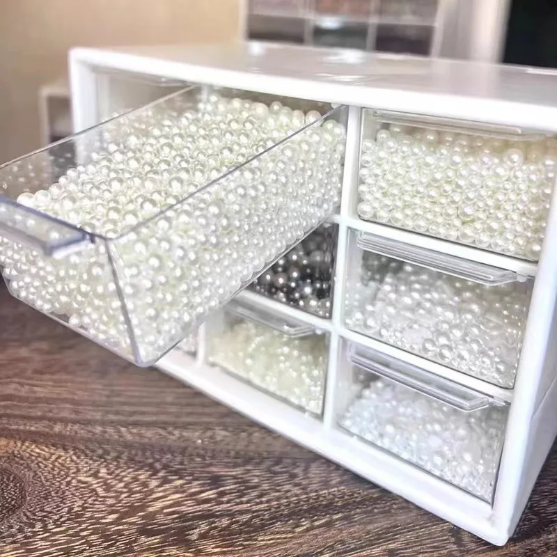 9-Grid Dustproof Drawer-Style Jewelry Organizer Box Desktop Storage for DIY Pearls Beads & Accessories Clear Plastic Craft Case