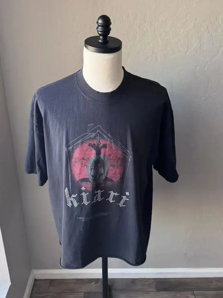 PALY x OFFSET 26SS Rhinestone Cross Portrait Album Periphery Old Short Sleeve T-Shirt