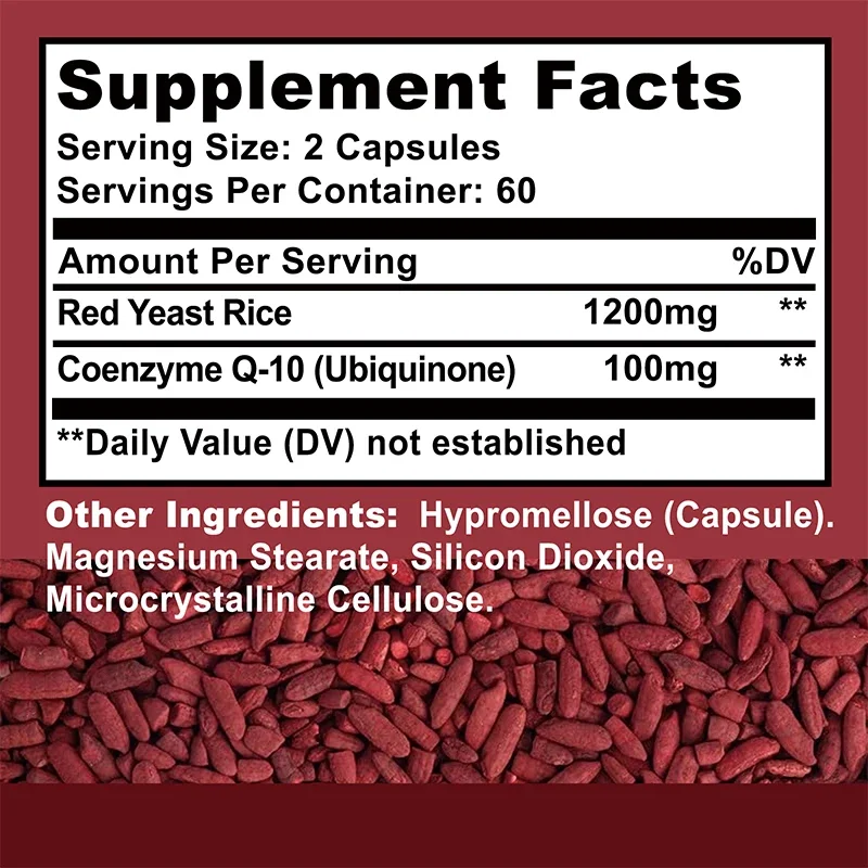 Red Yeast Rice with CoQ10 Supplement - Antioxidant Support for Energy and Heart Health