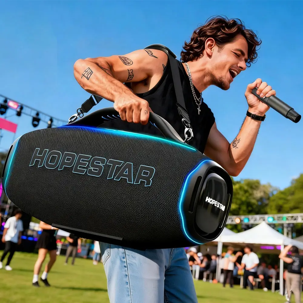 

Новейшая беспроводная колонка Hopestar A90 700W, портативная уличная караоке-система с аккумулятором 36000 мАч, RGB LED подсветкой, Bluetooth 5.4, IPX6.