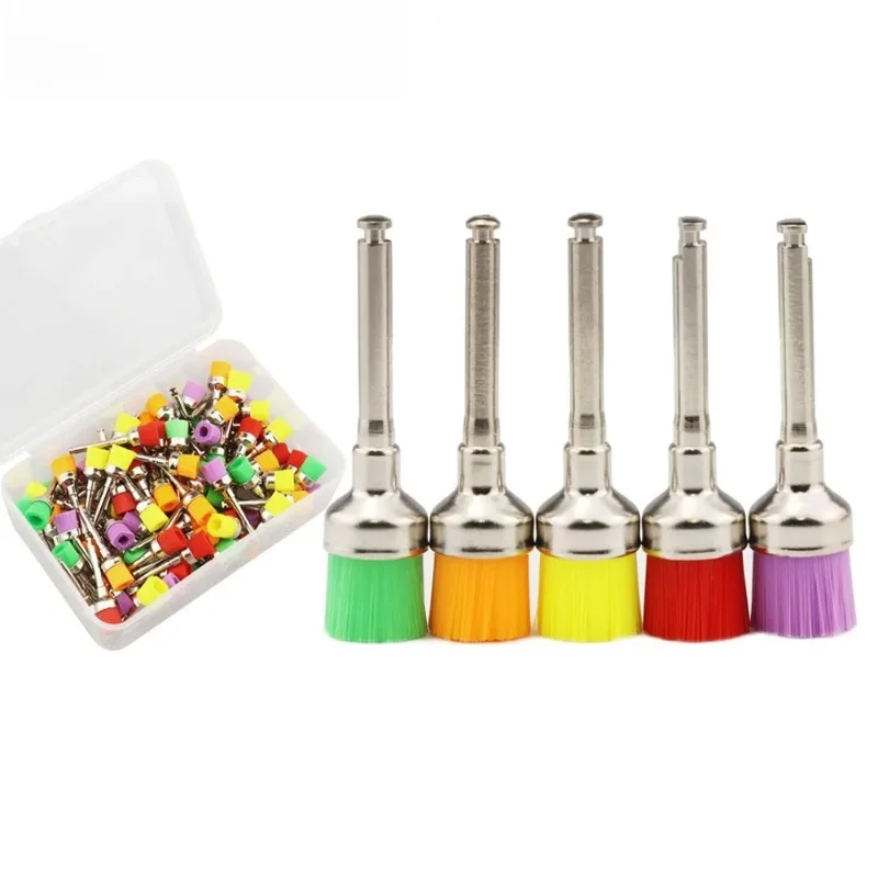 100pcs/50pcs Dental Nylon Polishing Brushes Bowl Shape Dental Prophy Brush Prophylaxis Brush for Contra-Angle Handpiece