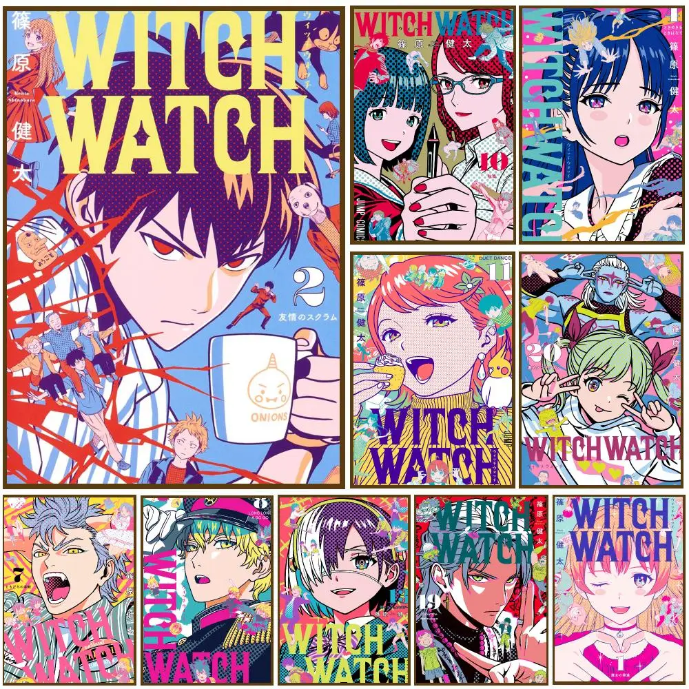 Witch Watch Manga Poster Self-adhesive Living Room Bedroom Party Bar Decor Moisture-proof Fade-resistant HD