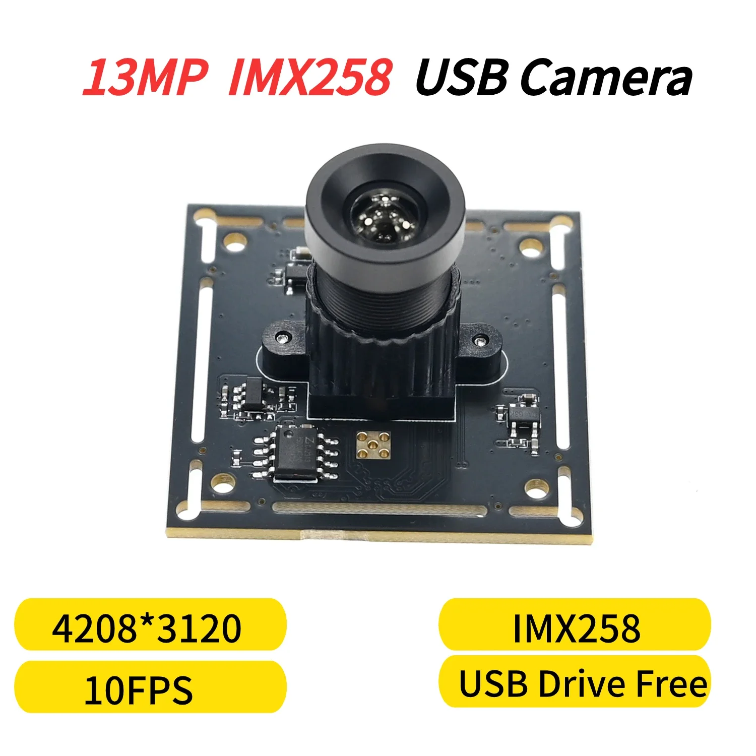 IMX258 13MP USB Camera Module HD,13 Megapixel Webcam 4208x3120 10fps,For Wide-Angle Image Recognition High Shoot Document Scan