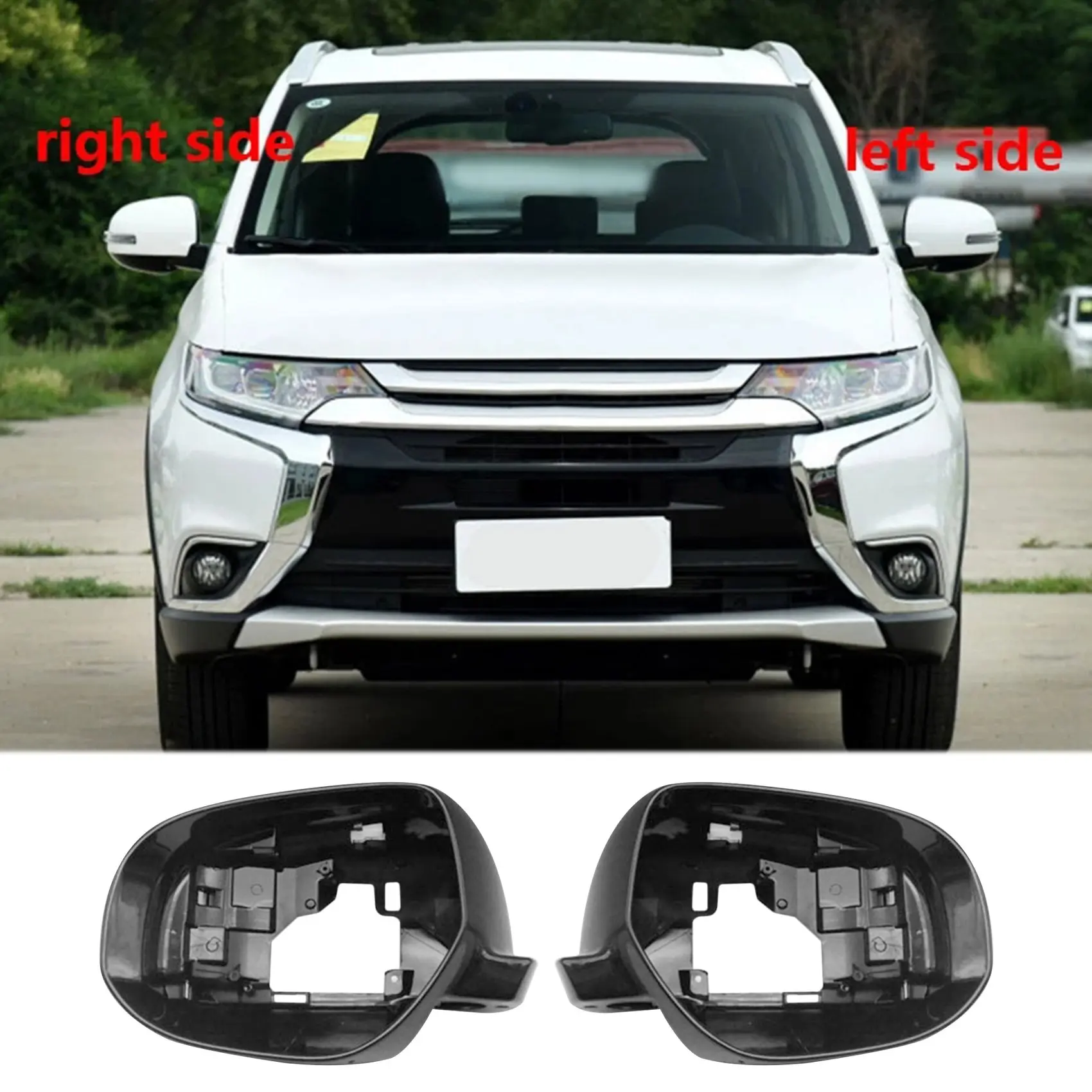 إطار مرآة الرؤية الخلفية خارج السيارة ، غطاء مرآة الرؤية الجانبية اليسرى ، غطاء غطاء محرك السيارة لميتسوبيشي Outlander-من الخلف