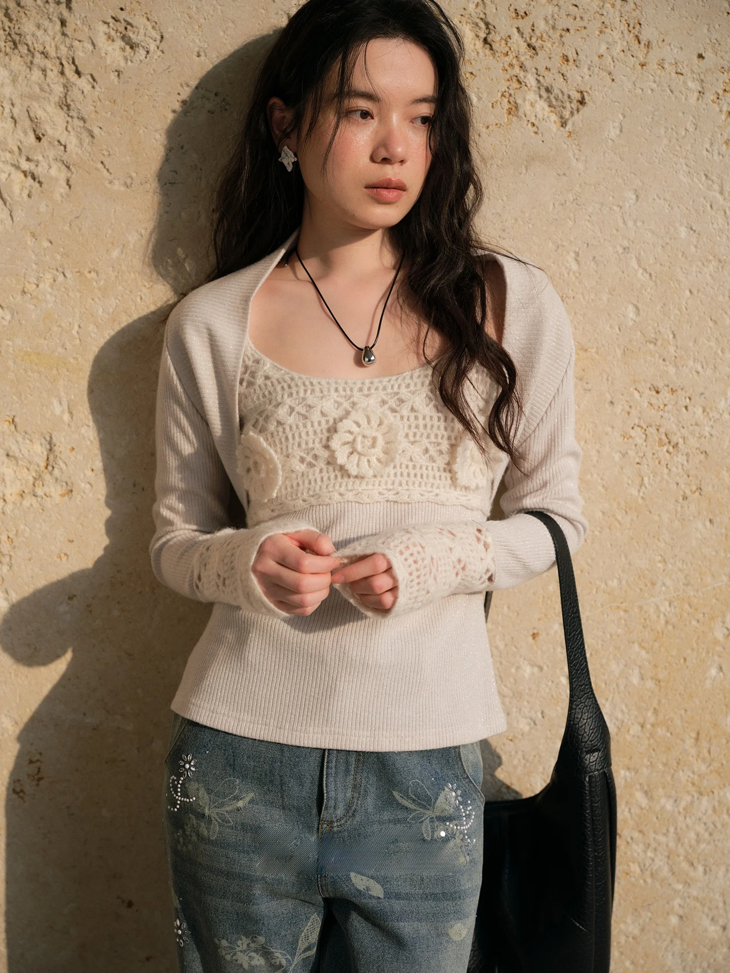 

Chic Women's Knitted Long Sve Open Cardigan Set Soft V-Ne Loose Fit Spring Faion Casual Comfortable Two-Piece Suit