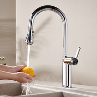 Cold Hot Water Rotating Pull-Out Kitchen Faucet - Multi-Flow Modes, Swivel Spout, Sink Faucet with Spray Function
