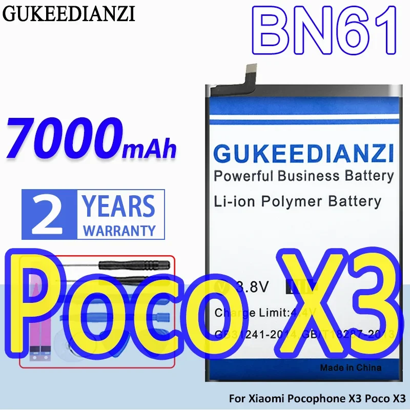 High Capacity GUKEEDIANZI Battery BN57 BN61 for Xiaomi Pocophone X3 Poco/Pro X3Pro + Track NO.