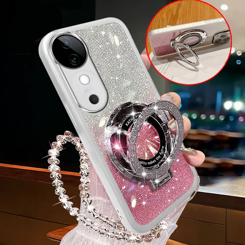 Custodia antiurto per braccialetto di lusso per Vivo V40 Custodia con staffa magnetica per Vivo V40 SE pro E Y30 Y51 Y31 Y53s V50 Lite Custodia V40pro