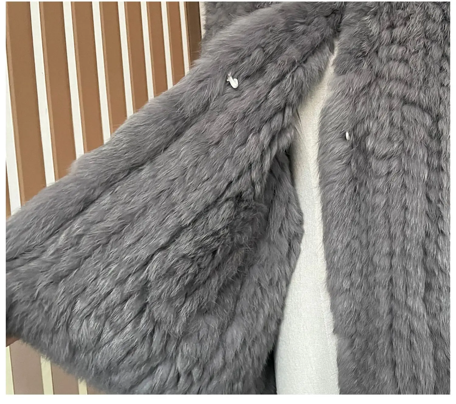 Long Sleeve Casual Loose Knitted Real Rabbit Fur Hooded Coat Women Genuine Natural Rabbit Fur Outwear Female Fur Jacket