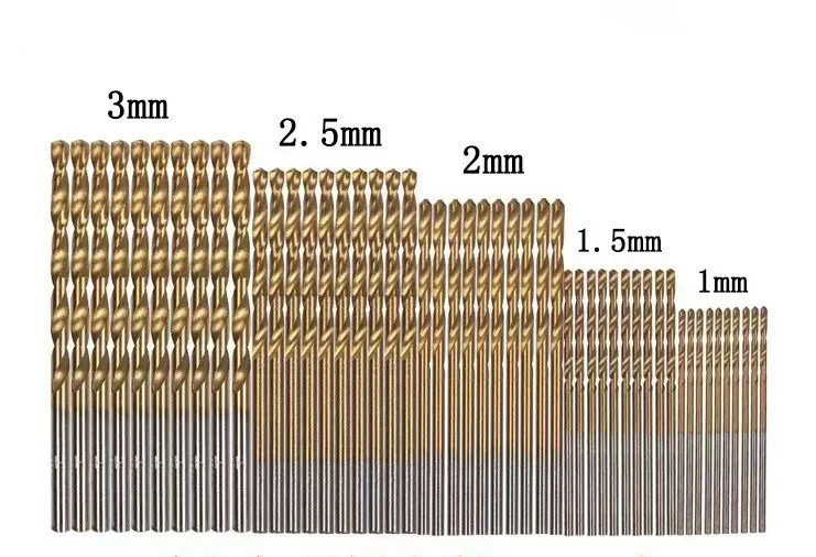 50-teiliges Titan-beschichtetes Hochgeschwindigkeits-Stahlbohrer-Set mit Sechskantschaft, Gerade und Spiralbohrer für Metall-, Holz- und Kunststoffbohrungen – Detail 2