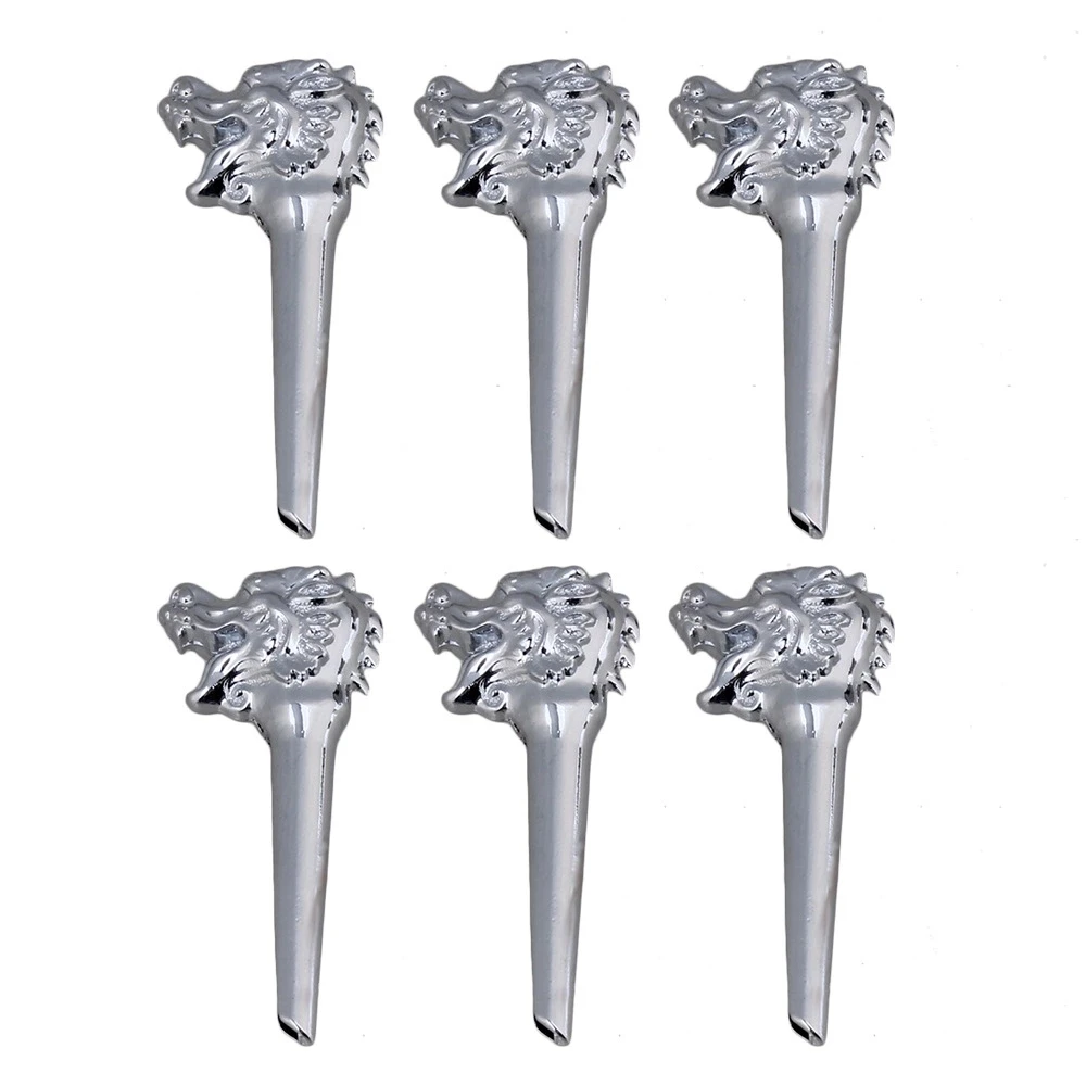 6 x Silver Dragon Metal Acoustic Guitar Bridge Pins Strings Fixed Cone