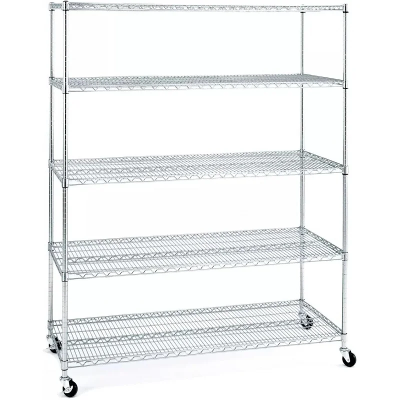 Seville Classics ruote per Rack in filo di acciaio solido NSF per impieghi gravosi, scaffalature a 5 livelli, 60 "W x 24" D