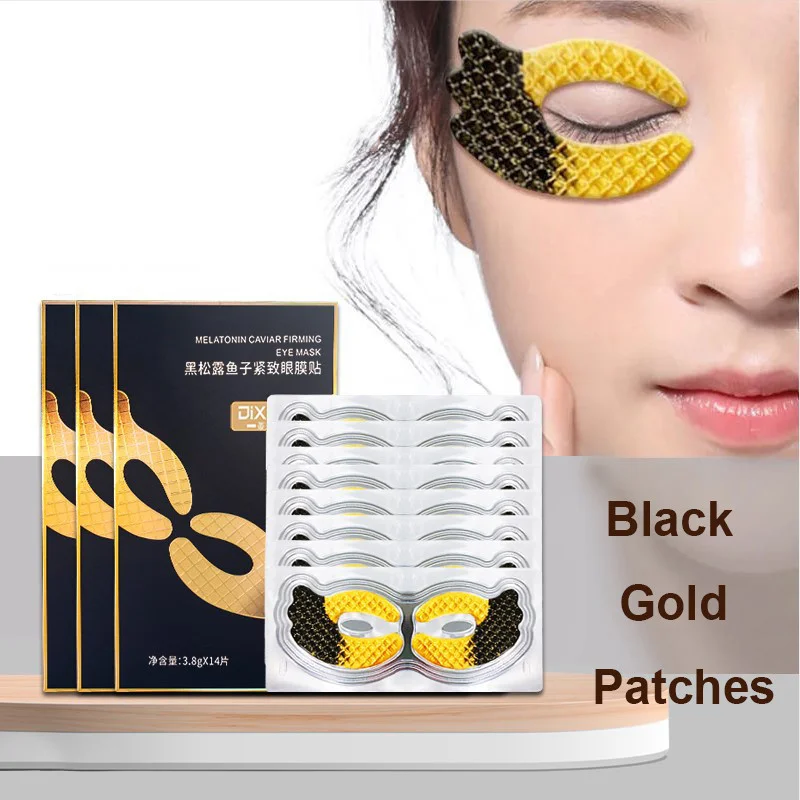 Caviar Gold Black parches hidratantes para mascarilla de ojos, colágeno, antiedad, arrugas, levantamiento y estiramiento, elimina las ojeras, cuidado de la piel