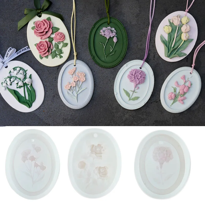 Large Flower Silicone Mold for DIY Aromatherapy Wax Tablets Car & Wardrobe Diffuser Plaster Pendant Soap & Candle Making view 2