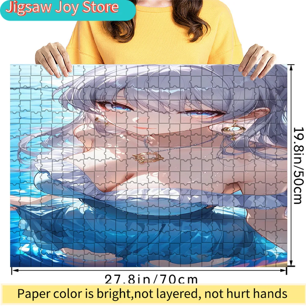 

Anime Girl Silver Hair Water Scene Art Paper Jigsaw Puzzle, Beautiful Character Decor, Collectible Gift for Fans