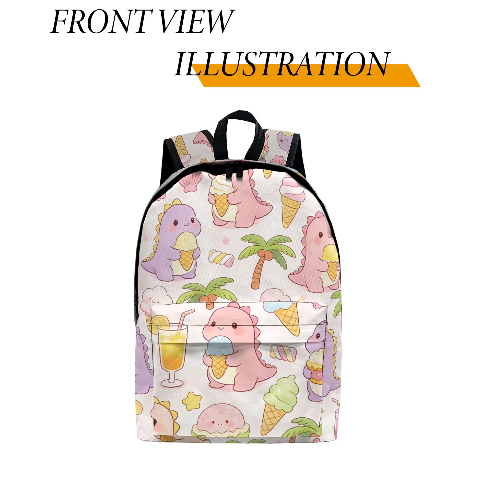 

Рюкзак с изображением маленького динозавра, который ест мороженое, 1 шт., модный и простой, унисекс, большой вместимости, высококачественный подарок.