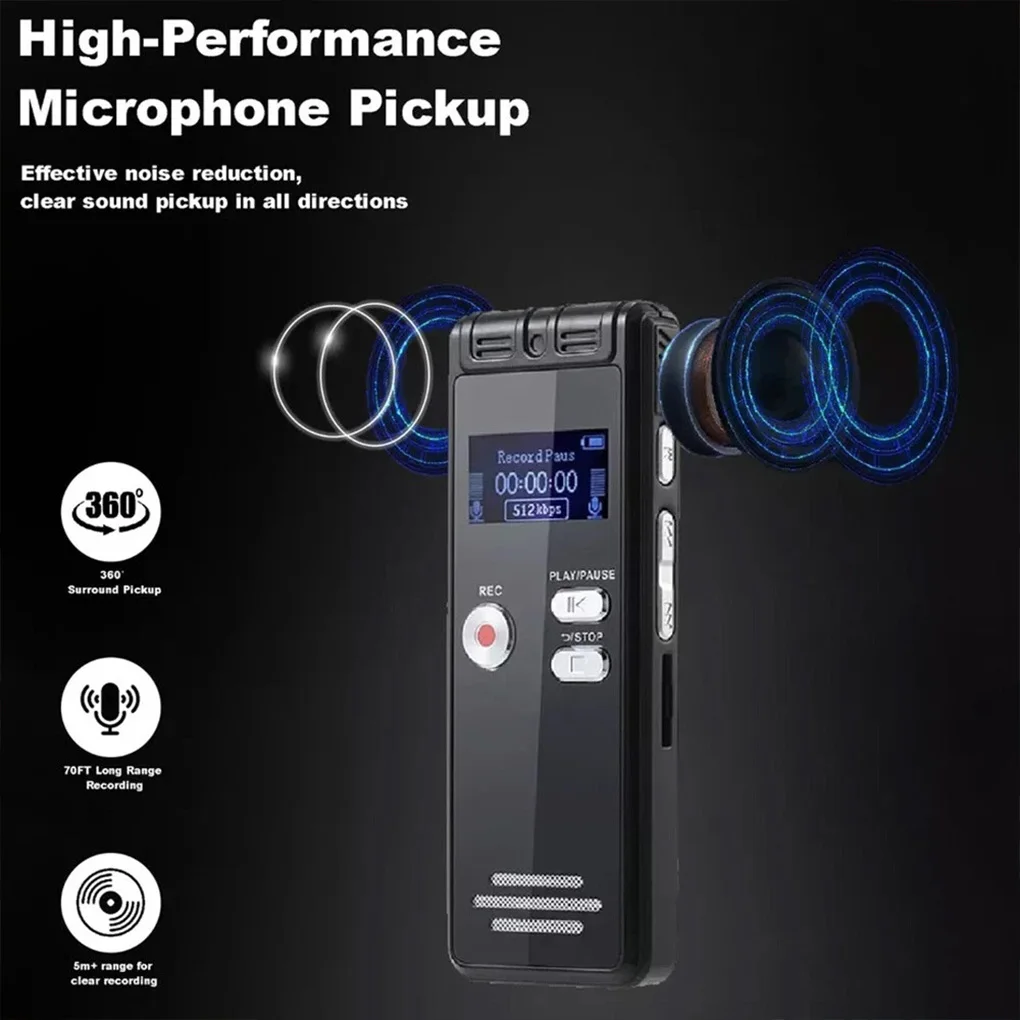 64G Digital Voice Recorder mini Voice Activated Recorder Playback MP3 Music Player with Mic HD Recording Timing Recording