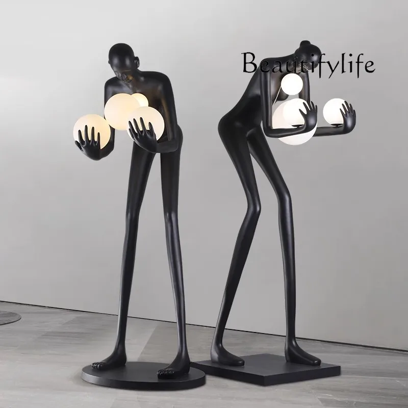 

Modern ball-holding man ornament floor-to-ceiling home exhibition hall hotel fiberglass resin humanoid art sculpture