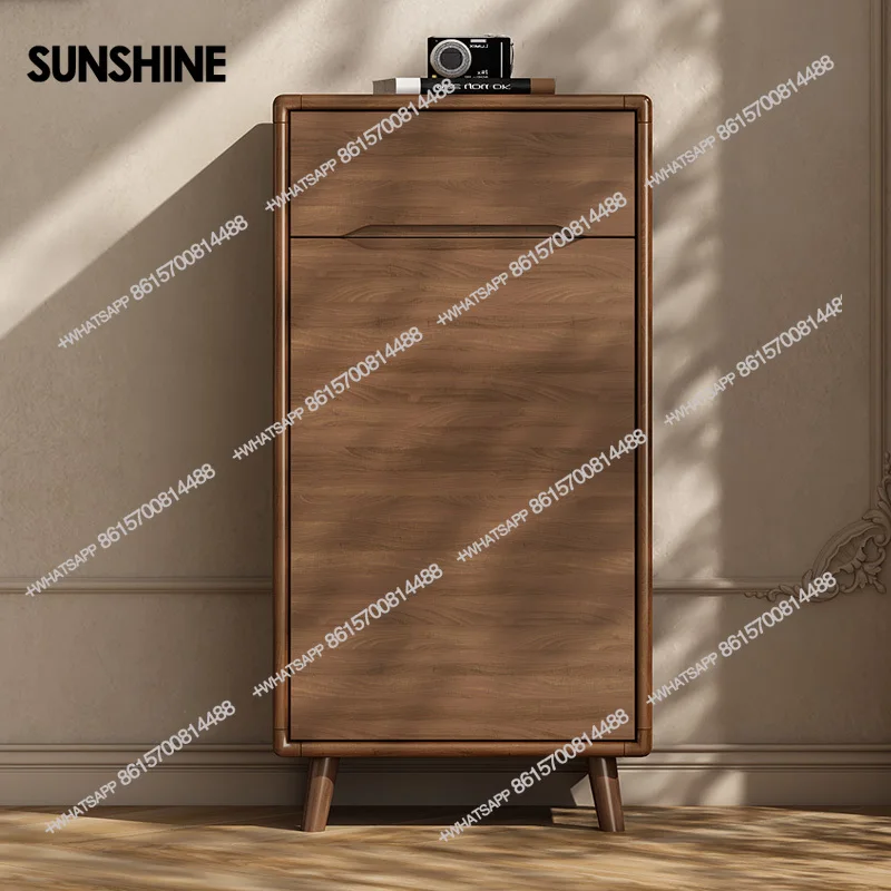 All solid wood shoe cabinets enter the household door, porch cabinets, narrow small apartment 50cm locker