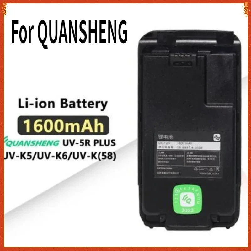 

For QUANSHENG UV-K5 UV-K6 Walkie Talkie Battery Thicken Real 1600mAh Type-C Charge Battery for UVK58 Radio Parts 18650 Cell