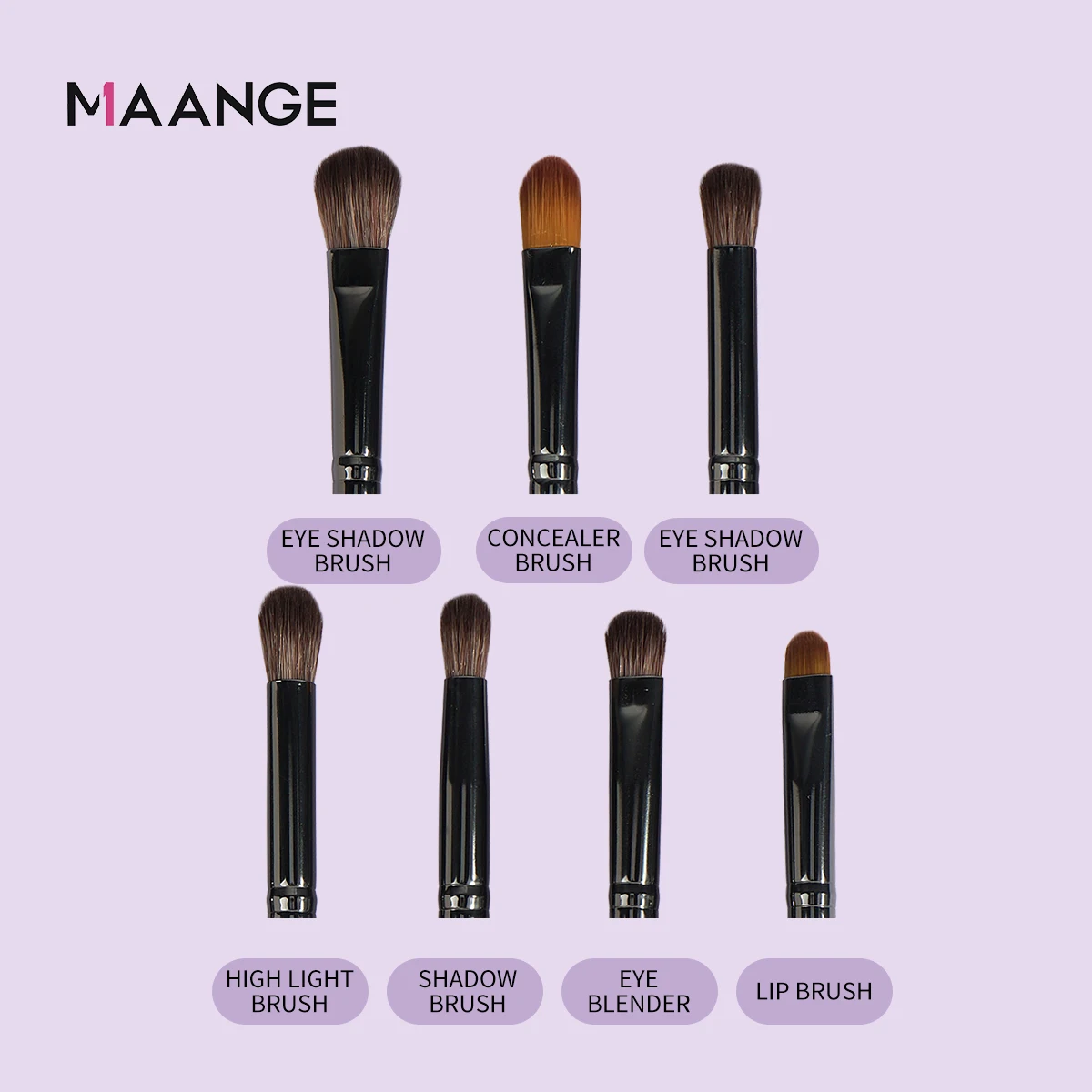 MAANGE-Kit de brochas de maquillaje para ojos, 7 piezas, sombra de ojos, juego de brochas de mezcla, cerdas sintéticas suaves, pincel para labios, herramientas de belleza cosmética