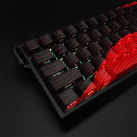 Contour Black and Red Side Engraved Translucent Keycaps PBT 128 Key Cherry Keycaps Suitable for Wooting Mechanical Keyboards