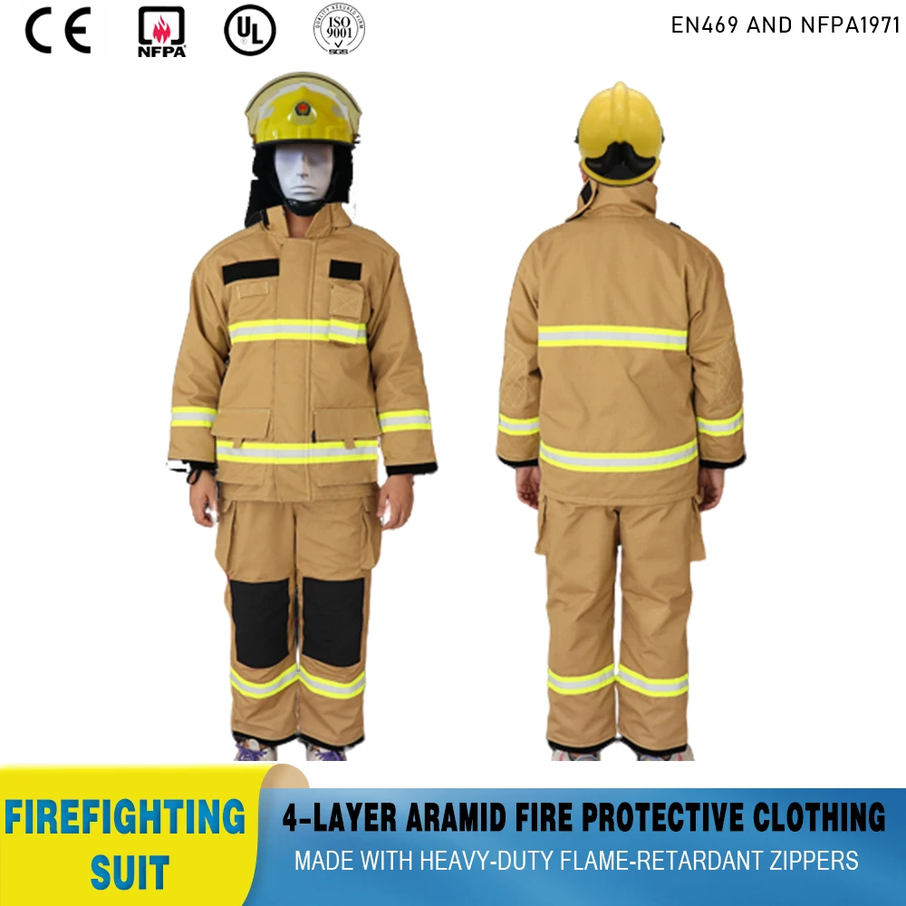 نمط جديد بدلة رجال الاطفاء Nomex Turnout Gear مع معايير EN469 وNFPA1971 ملابس مكافحة الحرائق المقاومة للهب