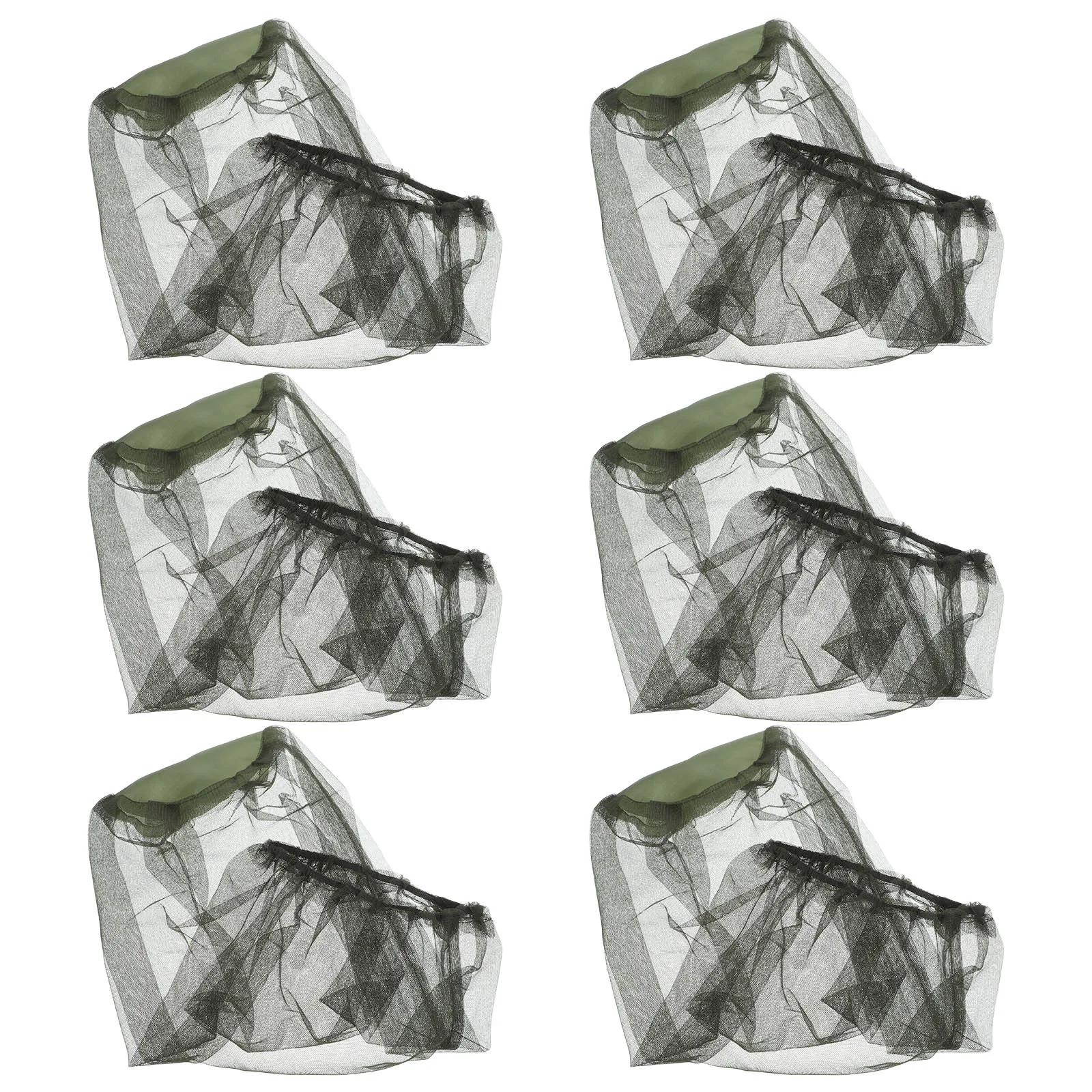 

6pcs Mosquito Netting Head Cover Bee Fishing Hat Outdoor Insect Protection Net Face Neck Gauze Mesh Cover Lightweight Foldable
