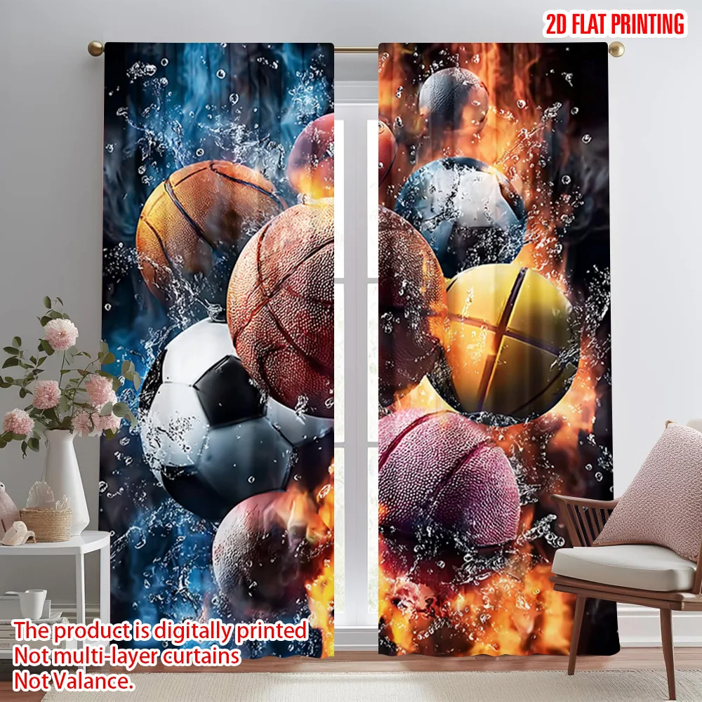 

2 шт., 2D-печать самолета, креативные шторы для баскетбола, футбола и футбола, полиэстеровые тканые (без стержня), украшения для дома