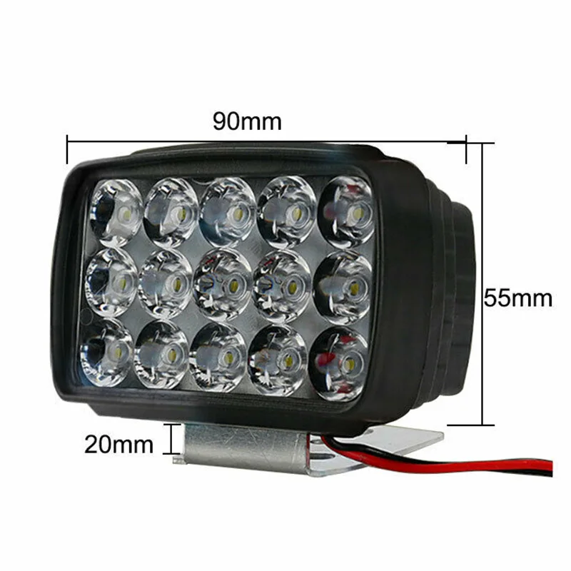 Motorcycle Headlight Spot Light 15 LED 1000LM Motos ATV UTV Scooter Lighting