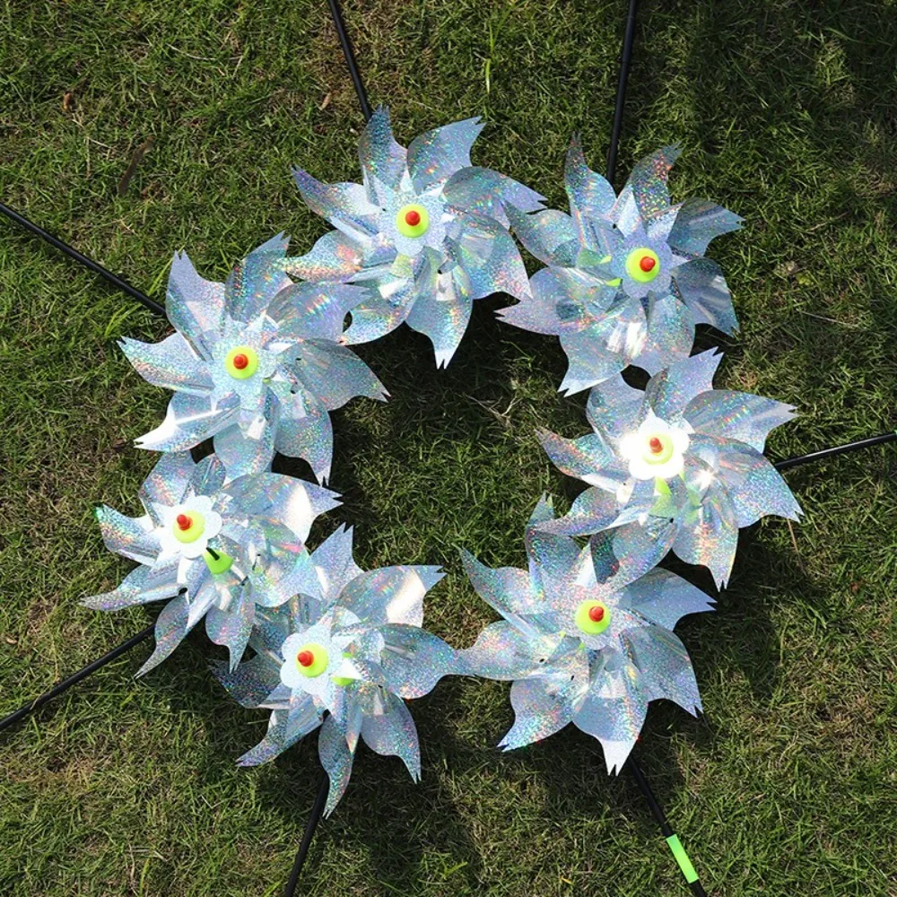 Sparkly Bird Repeller Pinwheels Weatherproof Anti Birds Reflective Pinwheel Driving Windmill Orchard Protection