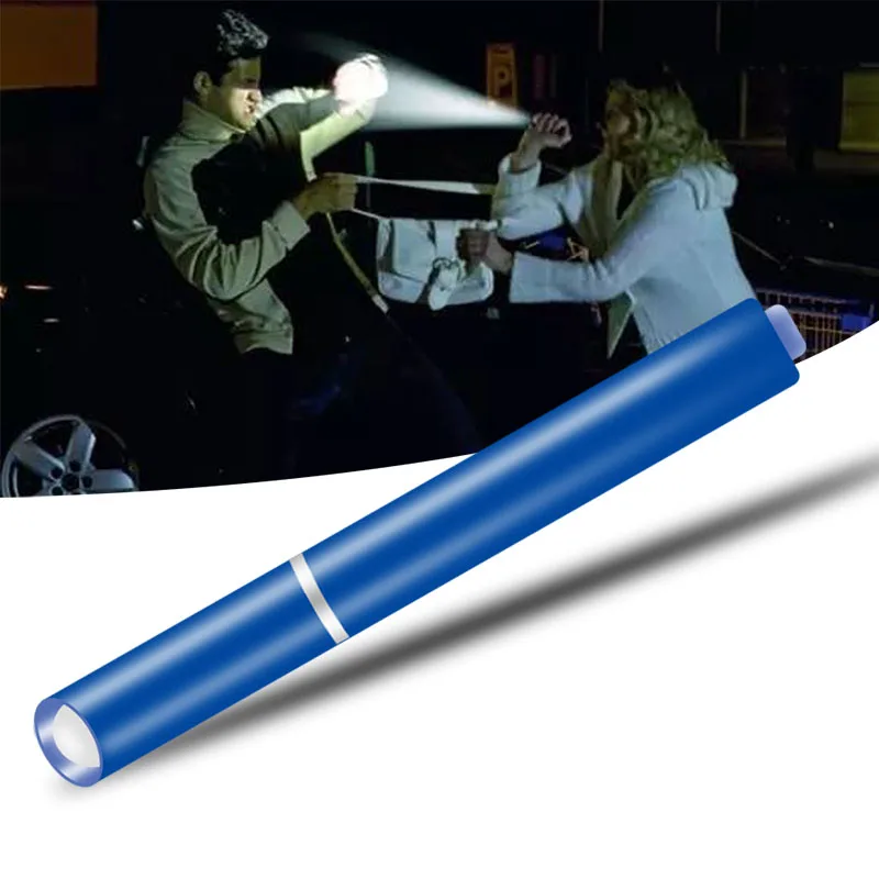 LED Mini Flashlight Self Defense Penlight Medical Torch Hard Light Bulbs AAA Battery Strobe Camping Q5 Waterproof Single File 5W