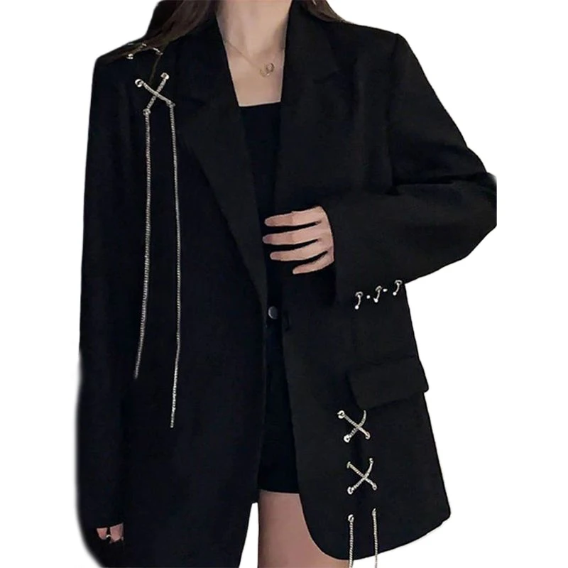 

Women's Black Suit Jacket Spring and Autumn Loose Casual Blazers Coat