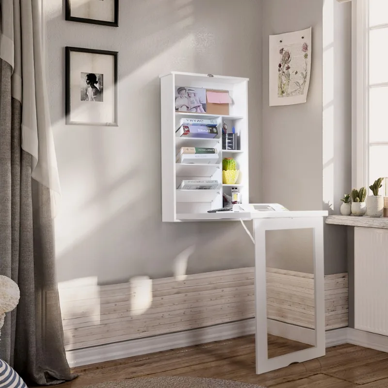 Solid wood wall-mounted wall-mounted folding home learning computer balcony living room bar apartment eating book dining table