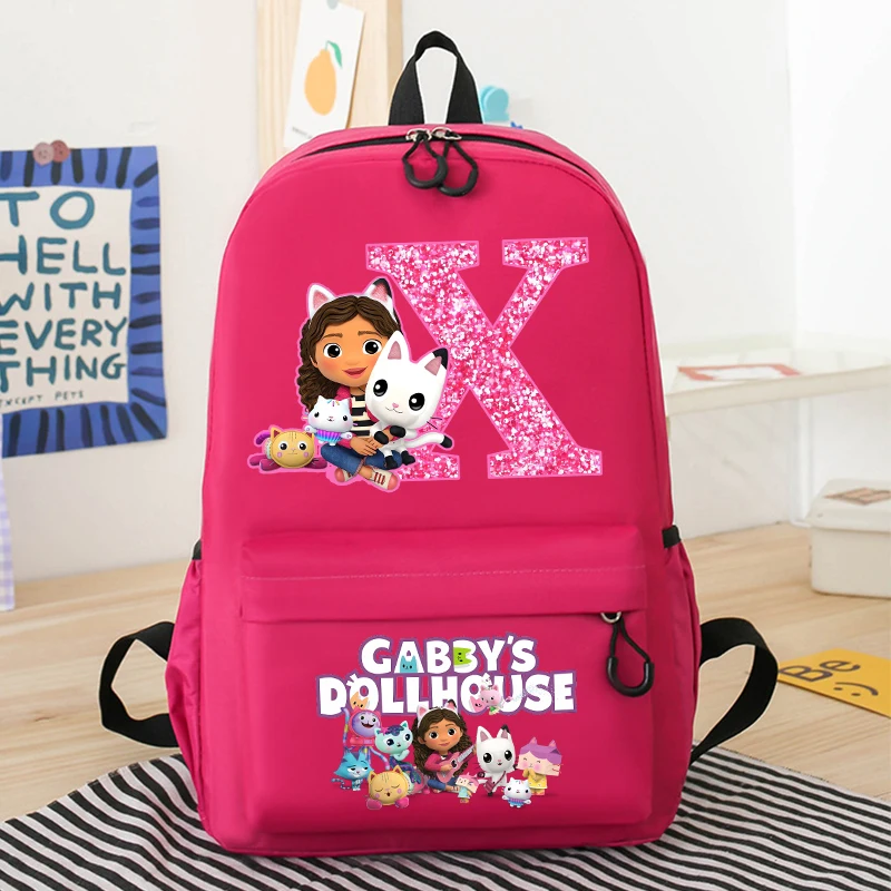 Gabby Dollhouses Girls School Backpack Cute Cartoon Letter Printed Kids Backpacks Boys Girls Schoolbags Children School Backpack